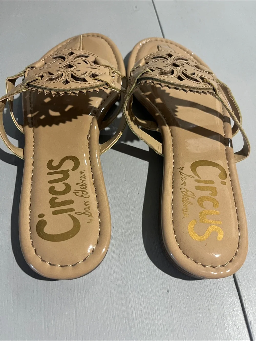 Circus by Sam Edelman Beige Cutout Medallion Thong Sandals - Picture 13 of 14